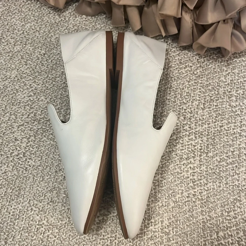 Halogen Women’s White Leather Sylvia Convertible Mule Flat Slip On Loafers 9.5